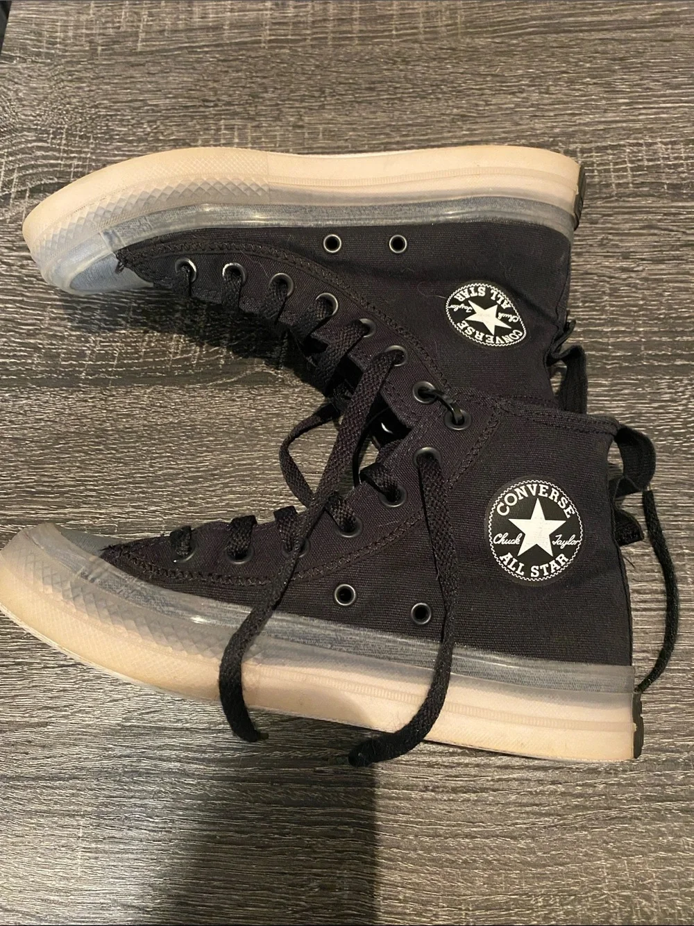 Converse Taylor All Star Black High-Top Canvas Sneakers with Clear Gum Sole - Picture 5 of 6